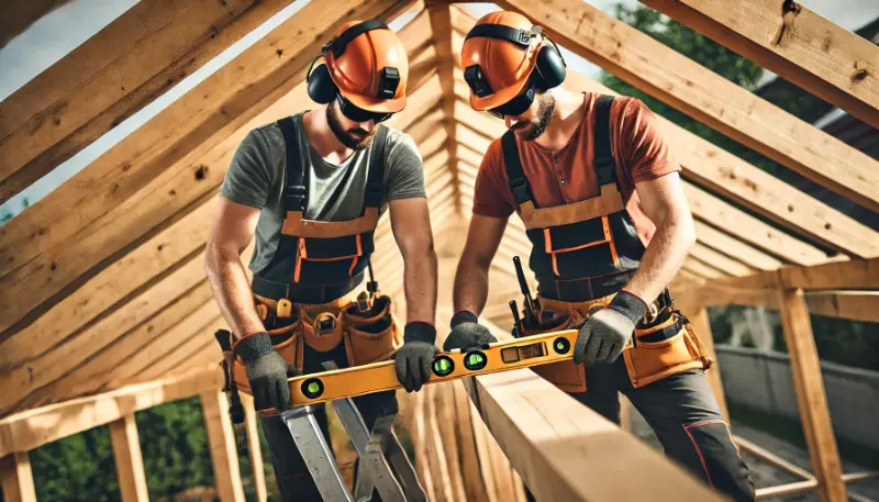 techo de madera construido con vigas